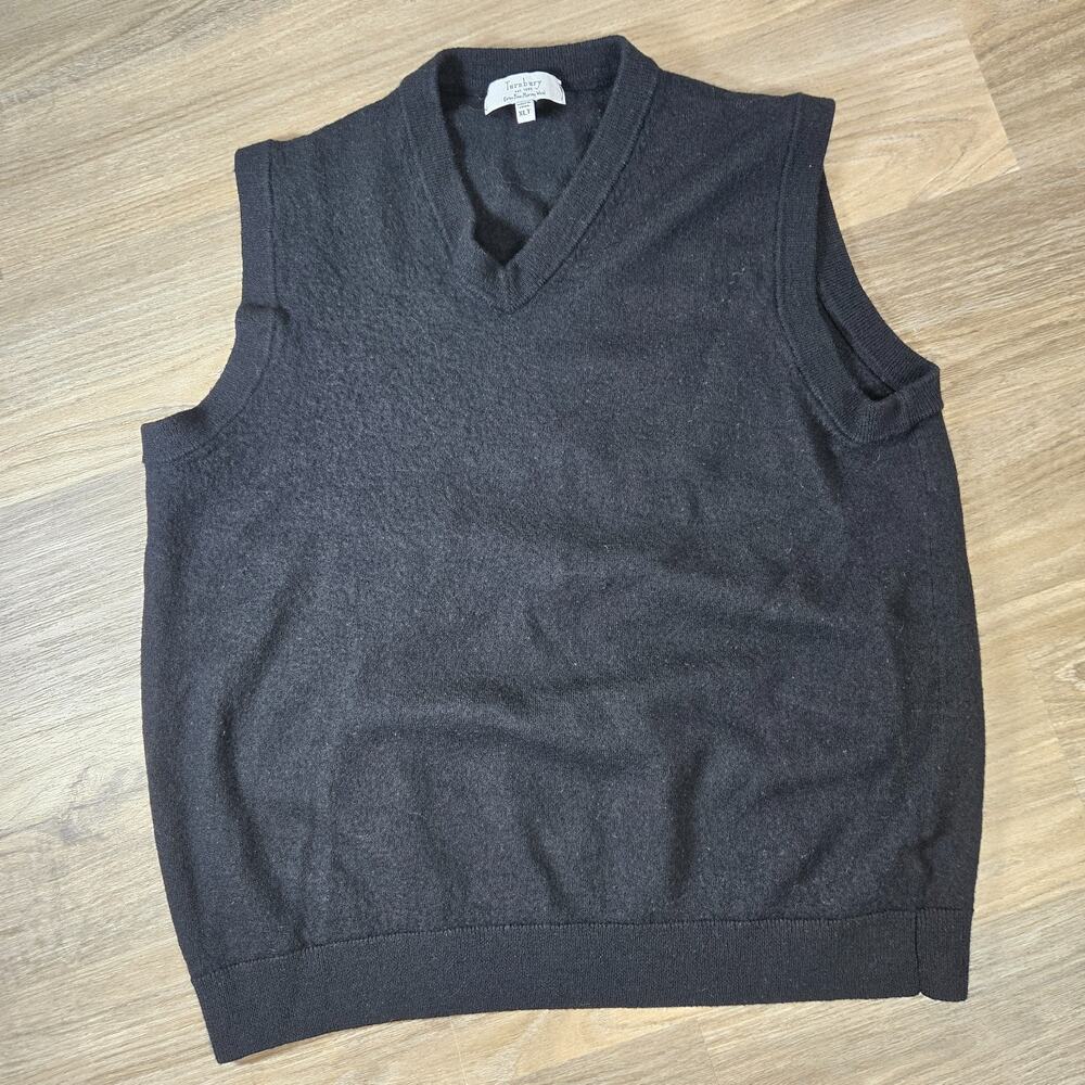 Turnbury Sweater Vest Men's XLT Black Extra Fine Merino Wool V Neck Big Tall